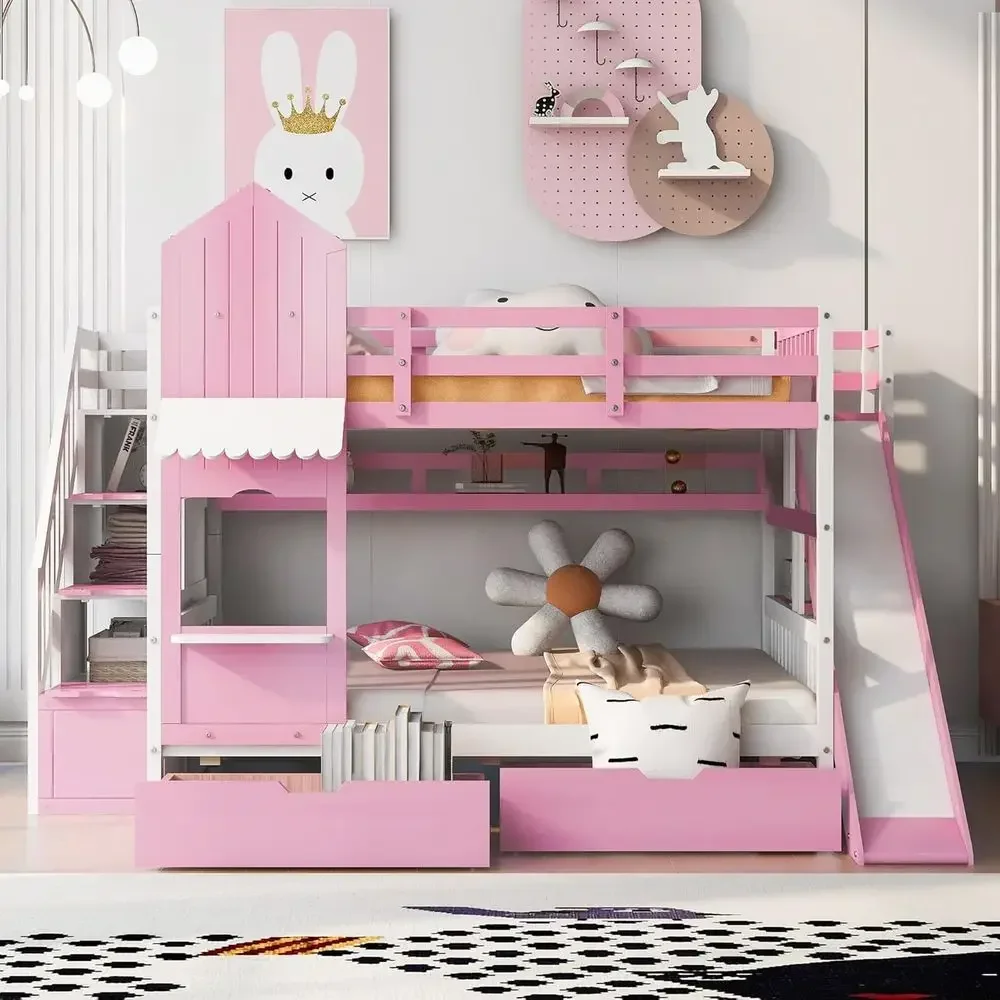 Bunk Bed With Stairs And Slide - Cama de dos pisos para niños