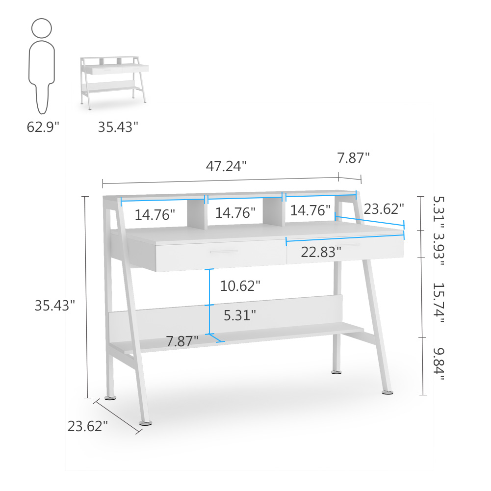 Office Furniture - Escritorio para computadora con estante y