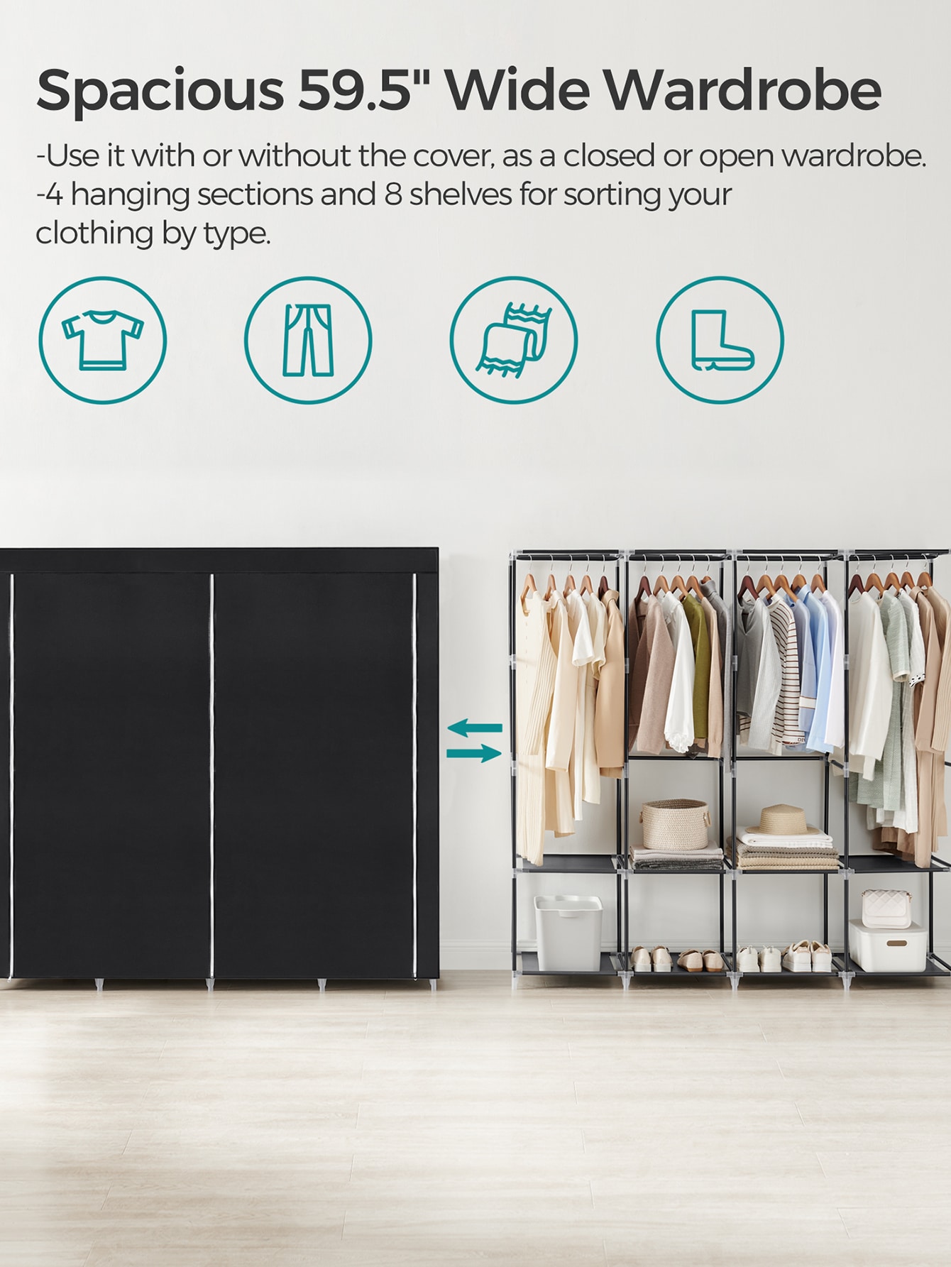 Armario portátil, organizador  - Wardrobe Closet Portable Fabric Cover reseña y precio