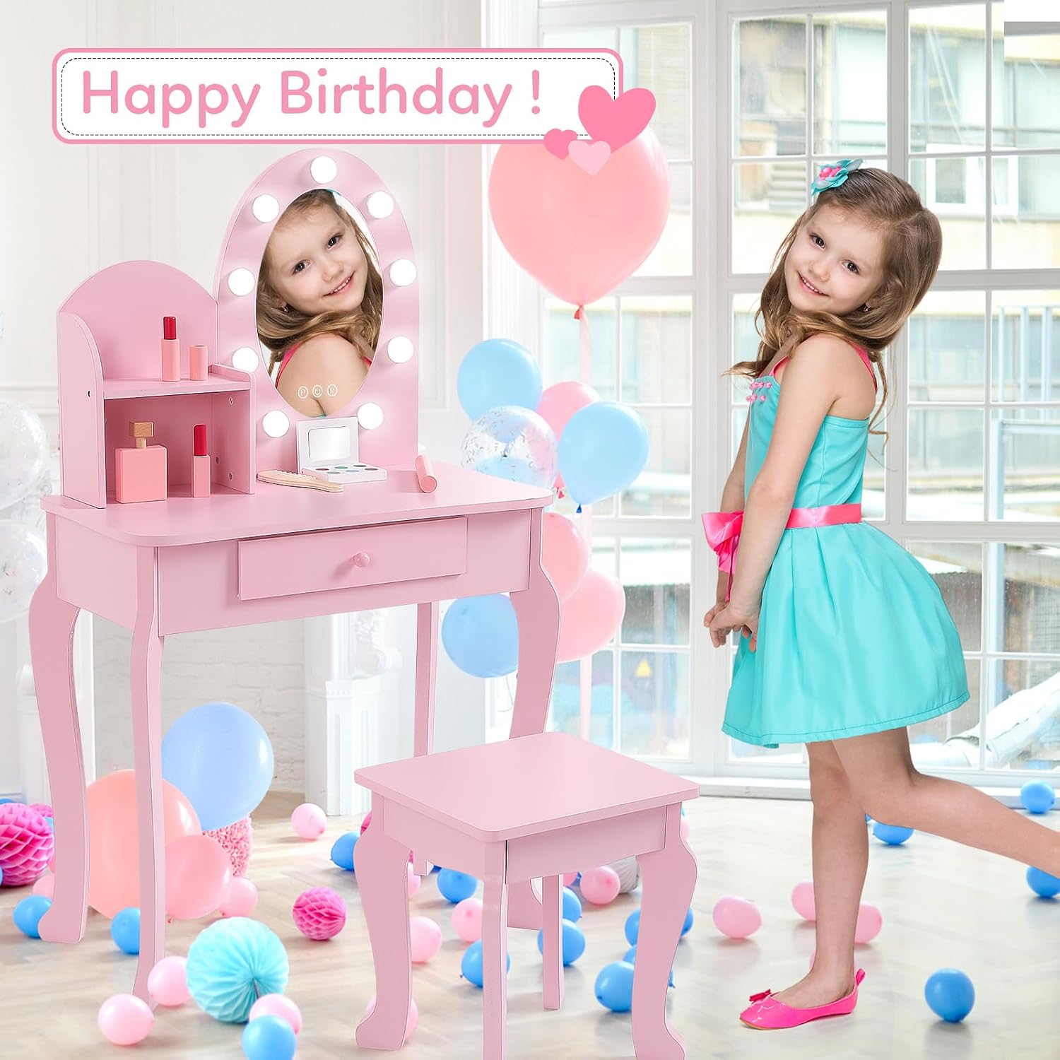 Set de tocador infantil con es - Dressing Table Vanity With Lighted Mirror reseña y precio