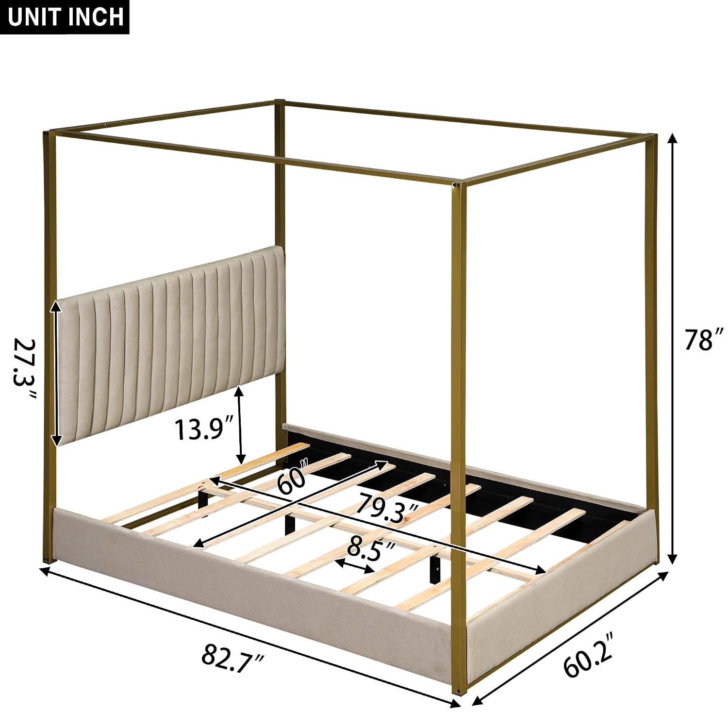 Cama moderna con dos postes y  - Canopy Bed Frame Metal Queen reseña y precio
