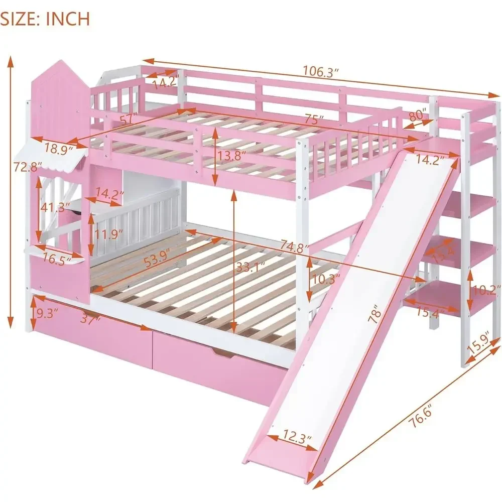 Cama de dos pisos para niños c - Bunk Bed With Stairs And Slide reseña y precio
