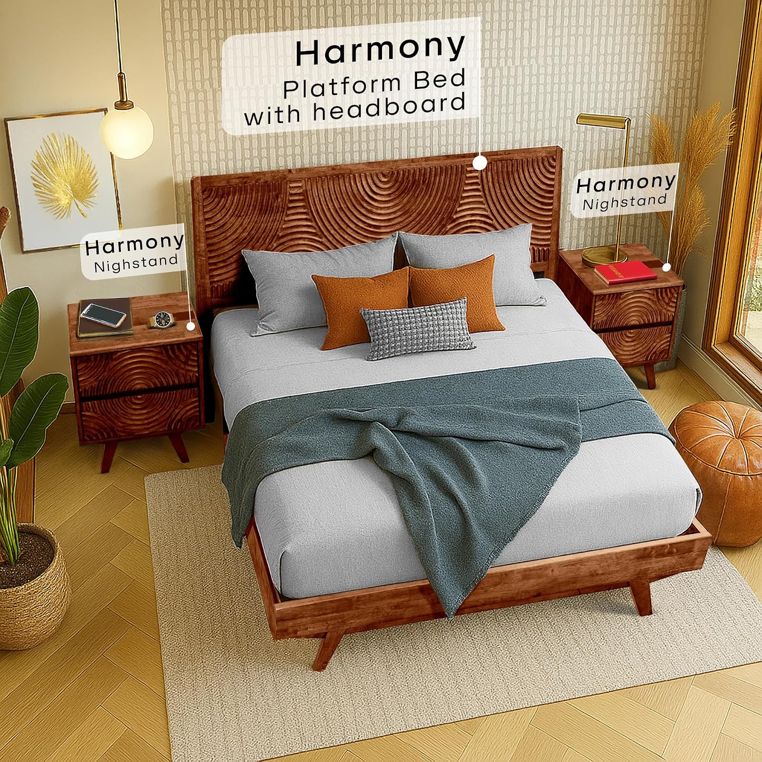 Mesa de Noche de Madera Maciza - Solid Wood Nightstand 2 Drawers reseña y precio