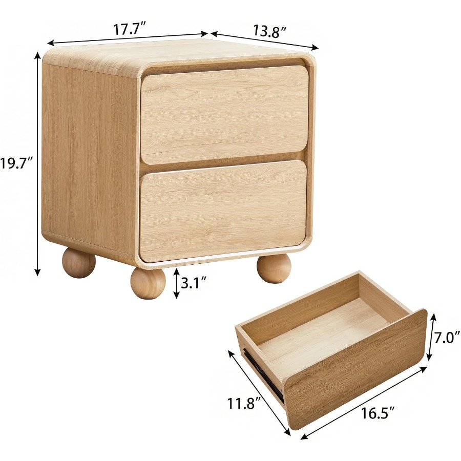 Pequeña mesita de noche con 2  - Solid Wood Nightstand 2 Drawers reseña y precio