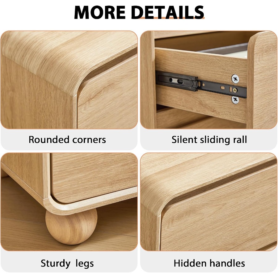 Pequeña mesita de noche con 2  - Solid Wood Nightstand 2 Drawers reseña y precio